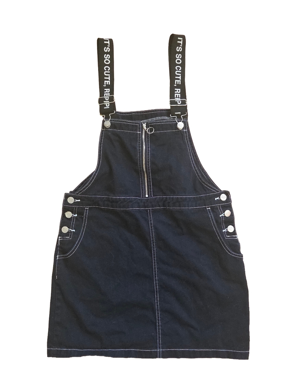 Repipi Armario Black Contrast Stitch Zip-Up Pinafore